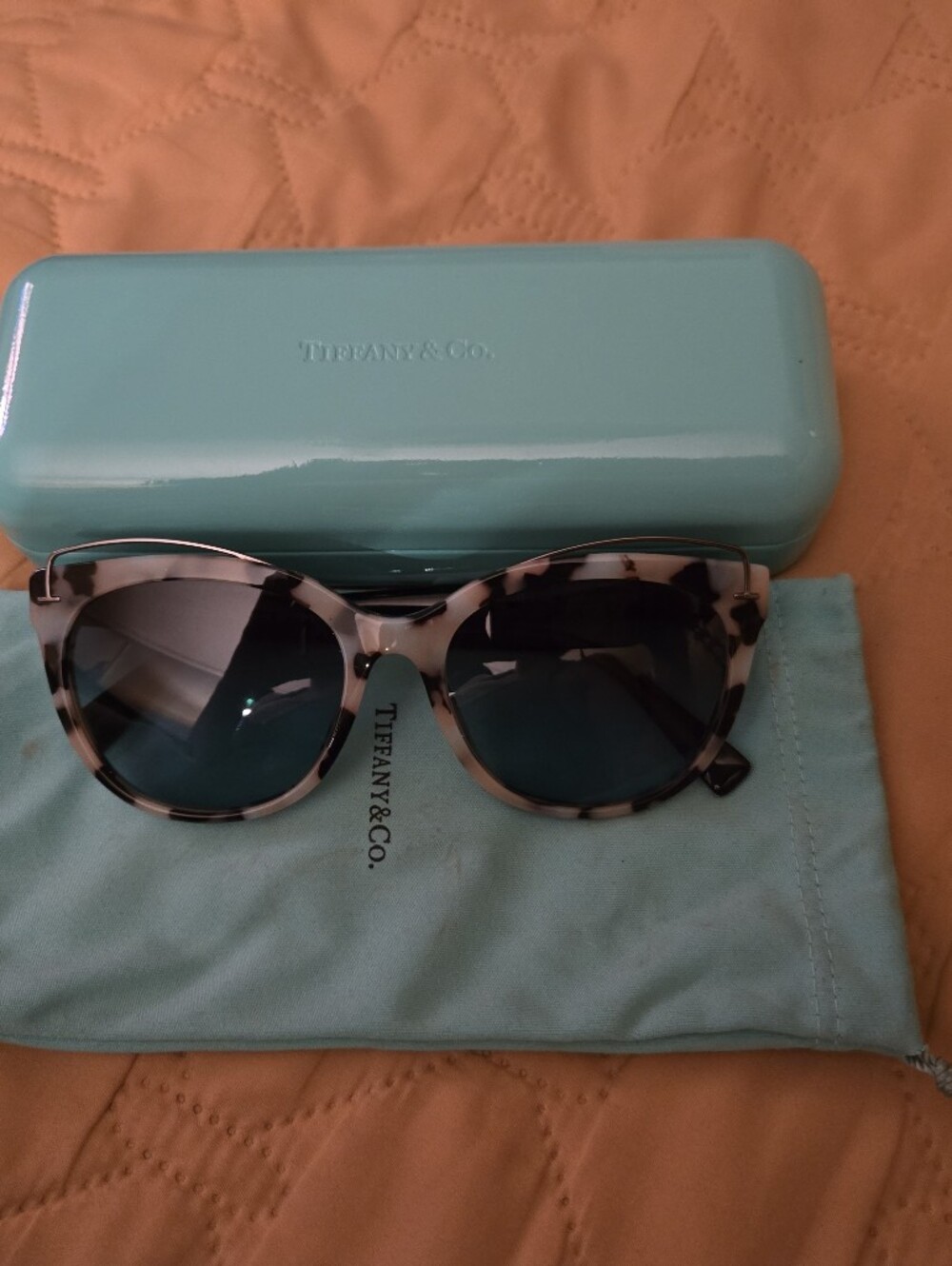 Tiffany & Co. Tortoiseshell Cat-Eye Glasses with Blue Case TF 2166